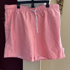 St Johns Bay Men's Swim Shorts Coral Escape Strip Size XXL Mesh Lining - NWT